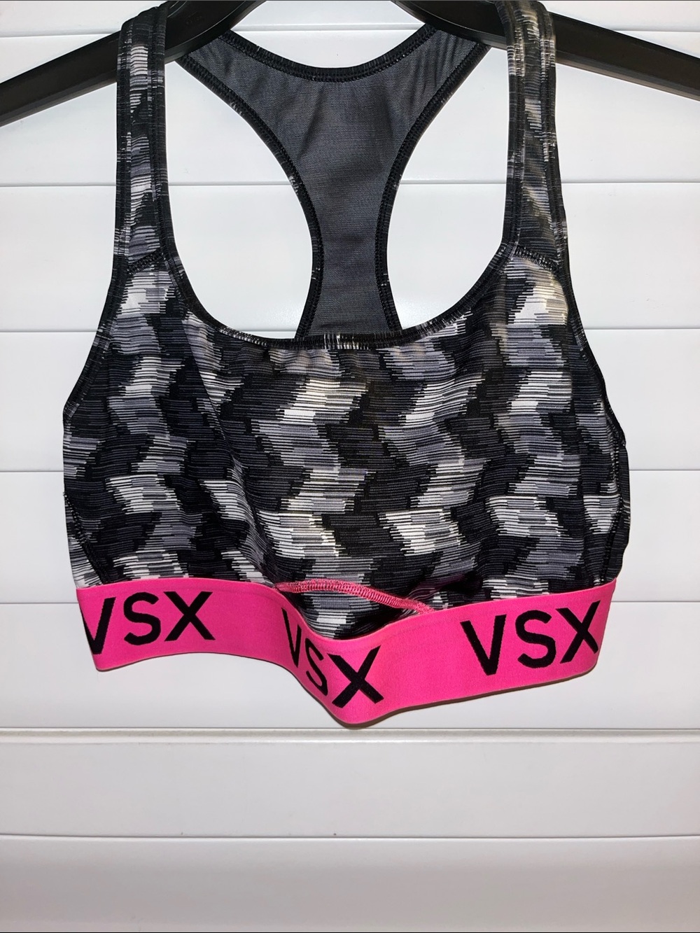 VSX Black, Gray & Hot Pink Camo Racerback Sports Bra